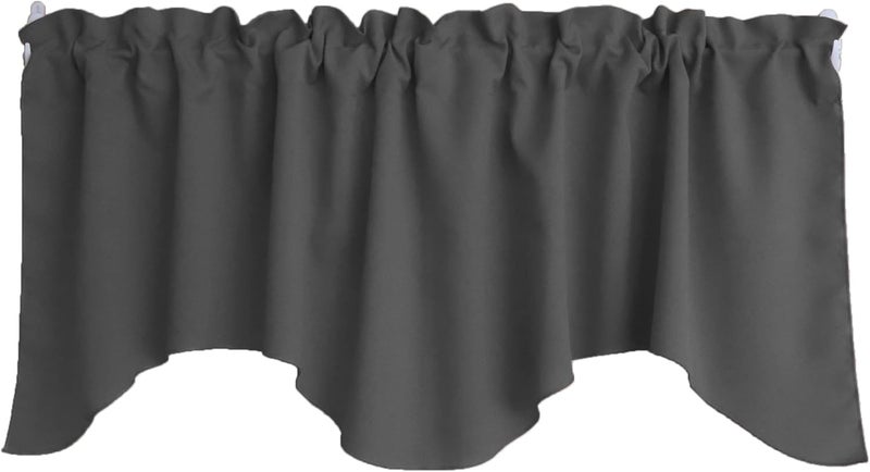 Zen Creative Designs Solid Poplin Scalloped Window Valance Home Décor Bedroom Nursery Kitchen Window (Charcoal) - Image 1